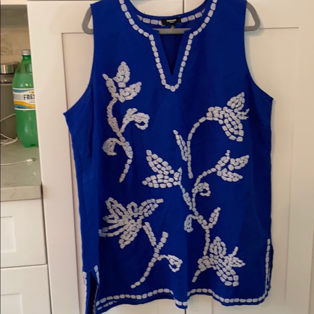 Linen blend sleeveless tunic